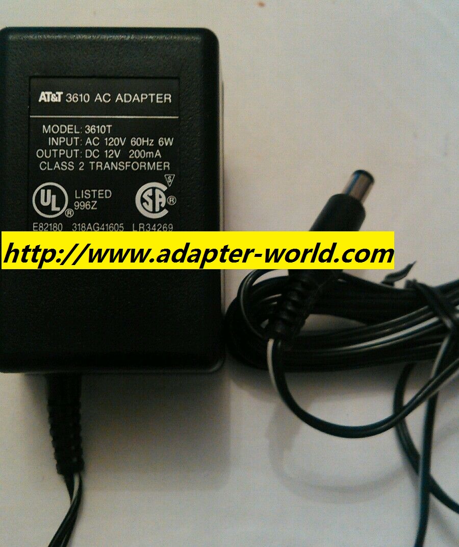 *100% Brand NEW* AT&T 3610T AC Adapter 3610 DC 12V 200mA Class 2 Transformer Replacement A T & T Free Shipping